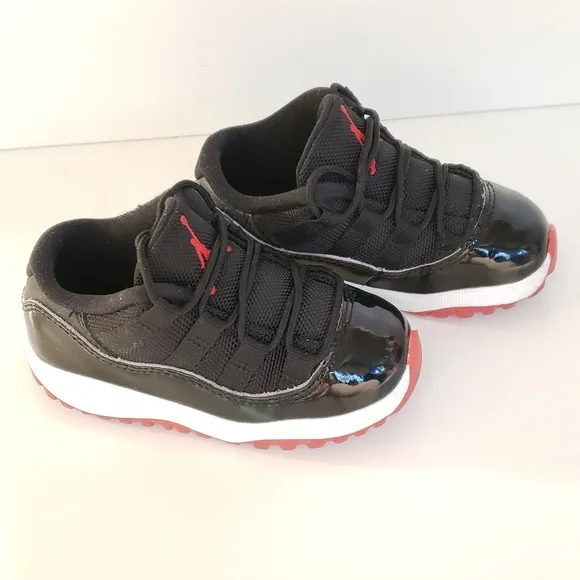 Jordan 11 Retro Low Kids Black and Red Sneakers - Picture 3 of 7